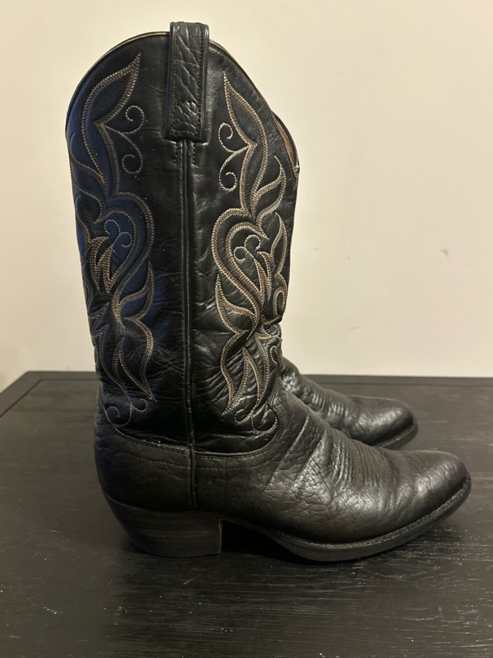 Dan Post Black Leather Round Toe Cowboy Boots Men’s Size 10 B